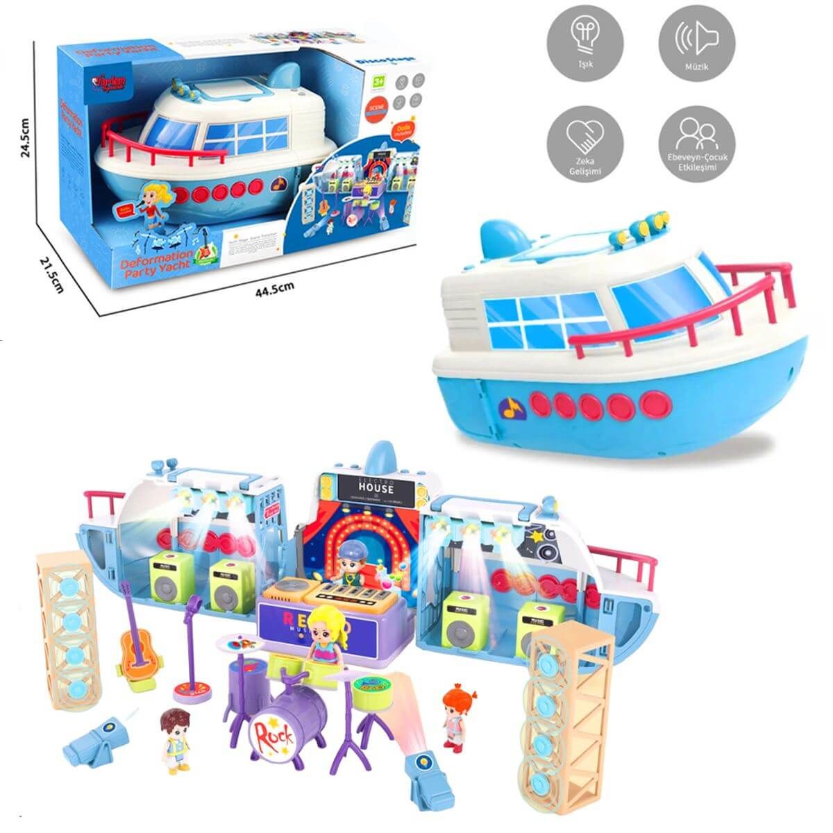 Sesli Aksesuarlı Açılıp Katlanabilir Oyuncak Parti Teknesi GB0512