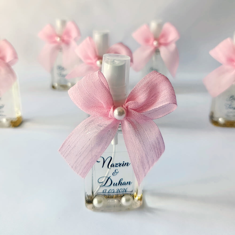 Nikah Şekeri Hediyeliği Sprey Kapaklı Kolonya Şişesi Nks-303B Dikdörtgen Plastik 50cc Şişe 2