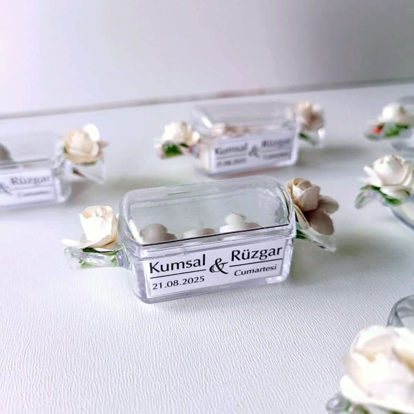 Nikah Hediyeliği Kalp Şekerli Bayram Şekeri Şeklinde Mika Kutu Nks-291B