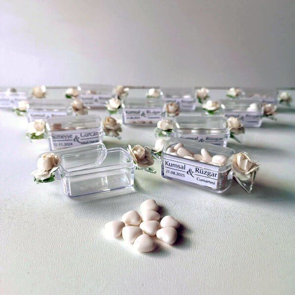 Nikah Şekeri Hediyeliği Kalp Şekerli Bayram Şekeri Şeklinde Mika Kutu Nks-291B-6