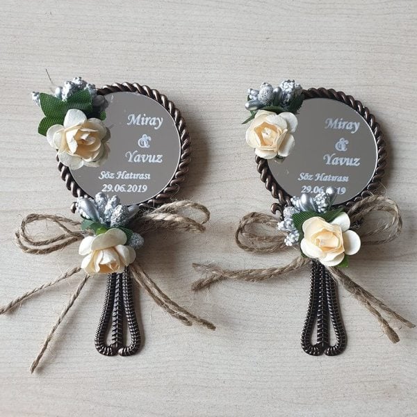 Nikah Şekeri Hediyeliği Metal Ayna Magnet Nks-01