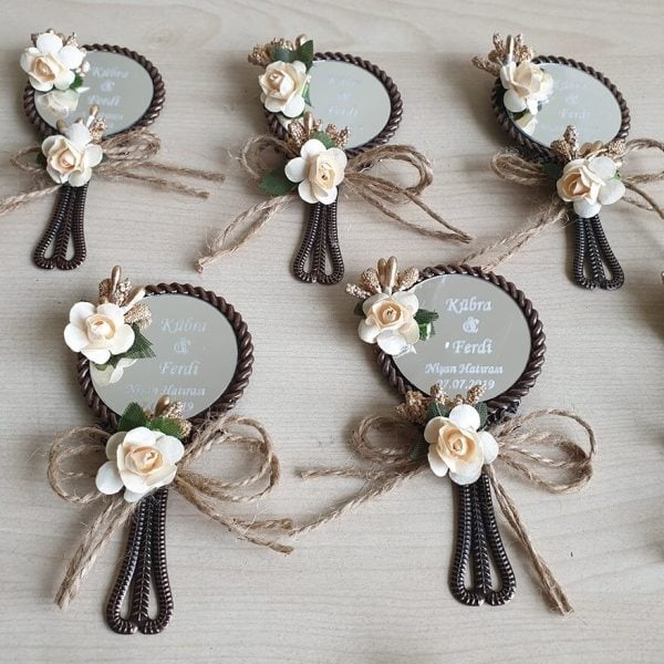 Nikah Şekeri Hediyeliği Metal Ayna Magnet Nks-01