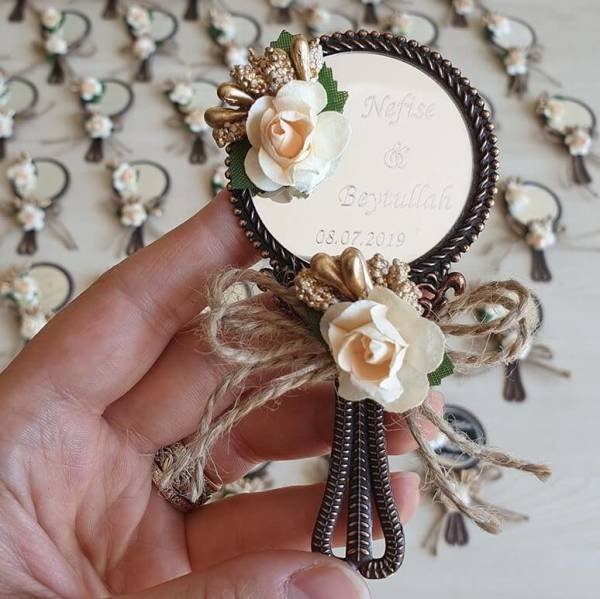 Nikah Şekeri Hediyeliği Metal Ayna Magnet Nks-01