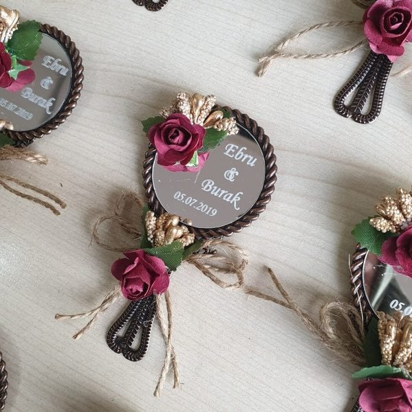 Nikah Şekeri Hediyeliği Metal Ayna Magnet Nks-01