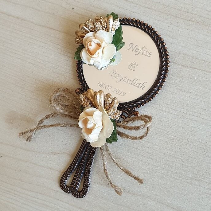 Nikah Şekeri Hediyeliği Metal Ayna Magnet Nks-01