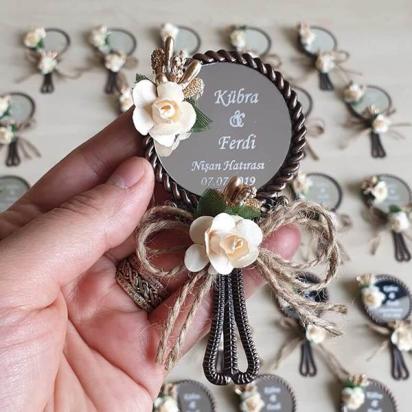 Nikah Şekeri Hediyeliği Metal Ayna Magnet Nks-01