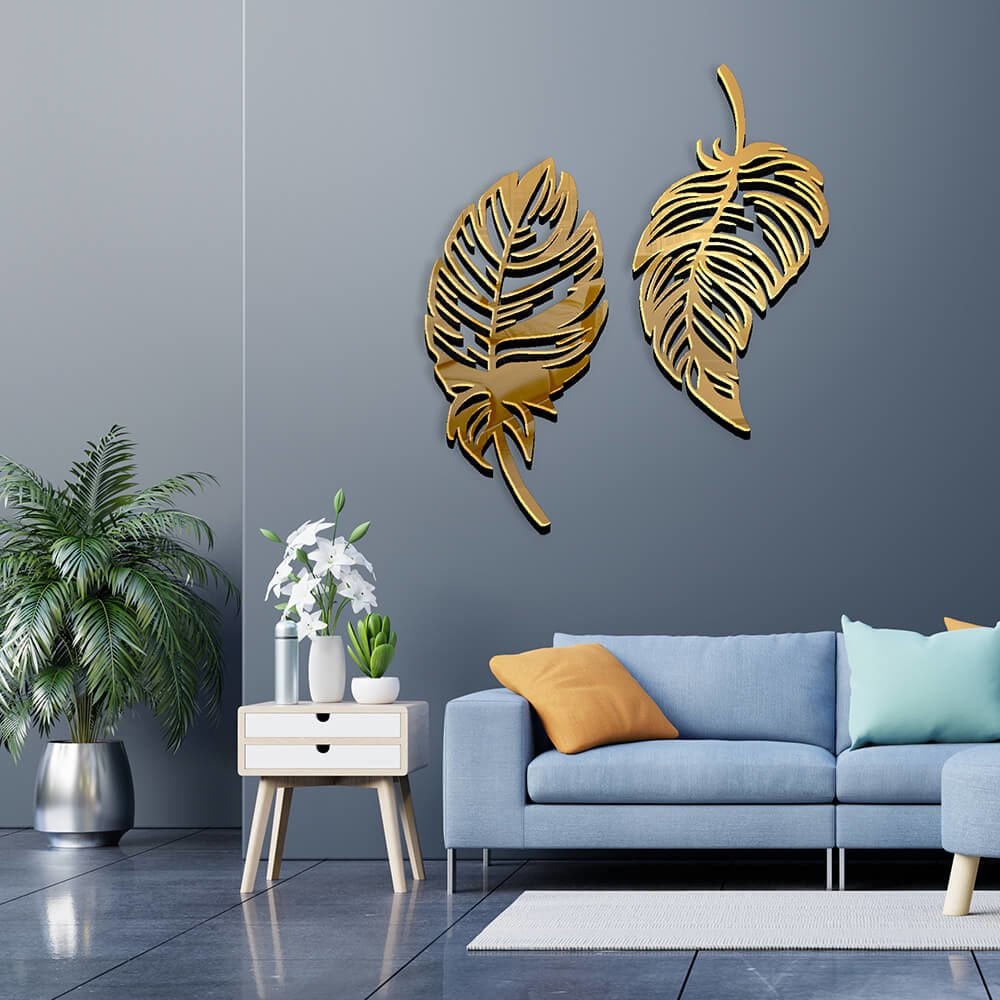 Dekoratif Ayna 2 Yaprak Gold Aynalı Pleksi DKA-03A 90x90 cm