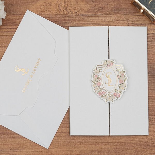 Düğün Davetiyesi Er-505112 | Krem Renk, Karton Mühürlü, Kalın Lüks Davetiye