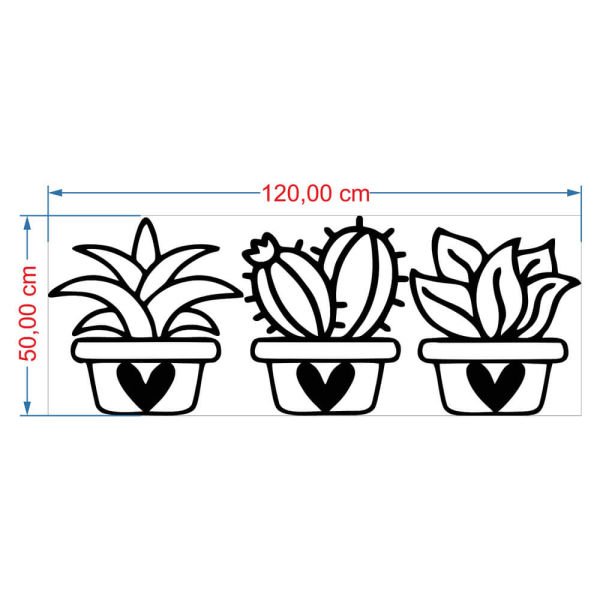 MDF Tablo Dekoratif 3lü Kaktüs-1 MDF-8 120x50 cm - 9mm