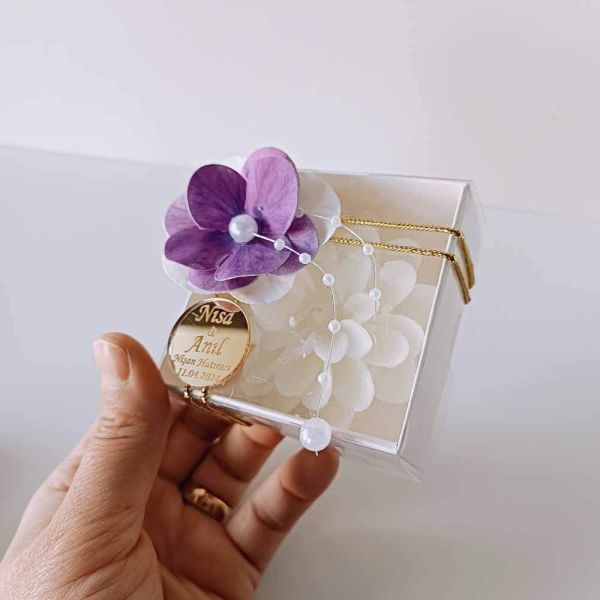 Nikah Şekeri Hediyeliği Kutu İçerisinde Lotus Mum Nks-201