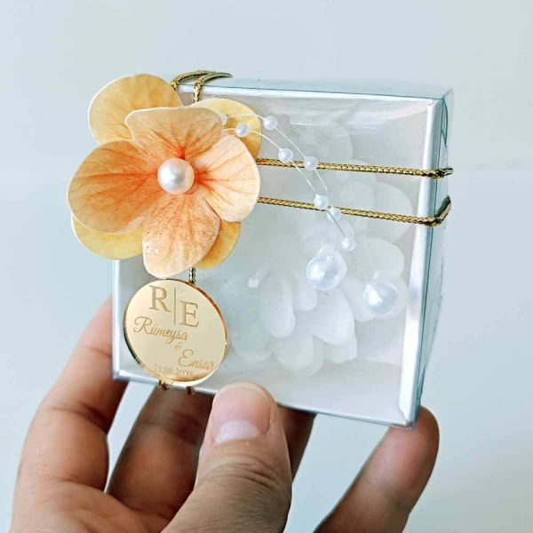 Nikah Şekeri Hediyeliği Kutu İçerisinde Lotus Mum Nks-201