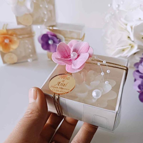Nikah Şekeri Hediyeliği Kutu İçerisinde Lotus Mum Nks-201