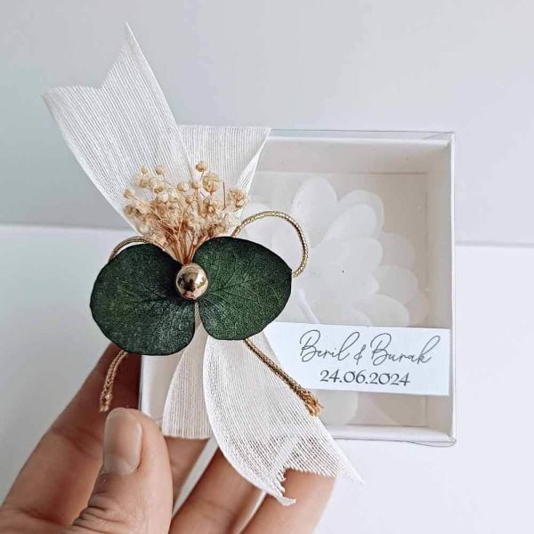 Nikah Şekeri Hediyeliği Kutu İçerisinde Lotus Mum Nks-202