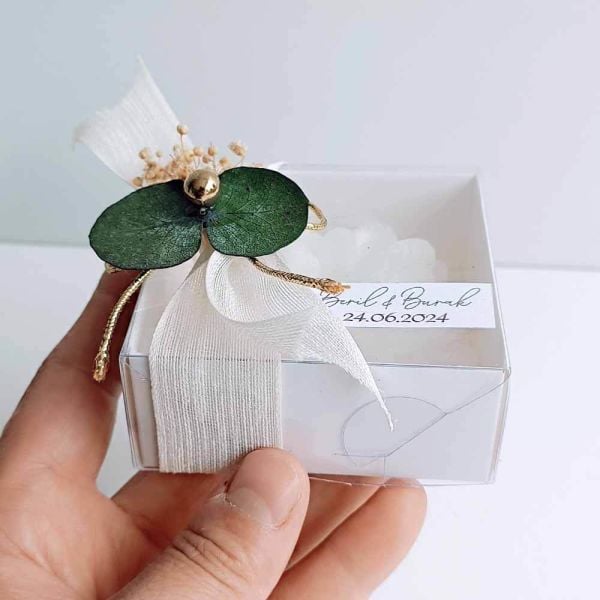 Nikah Şekeri Hediyeliği Kutu İçerisinde Lotus Mum Nks-202