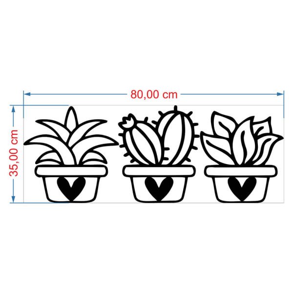 MDF Tablo Dekoratif 3lü Kaktüs-1 MDF-8 80x35 cm - 9mm