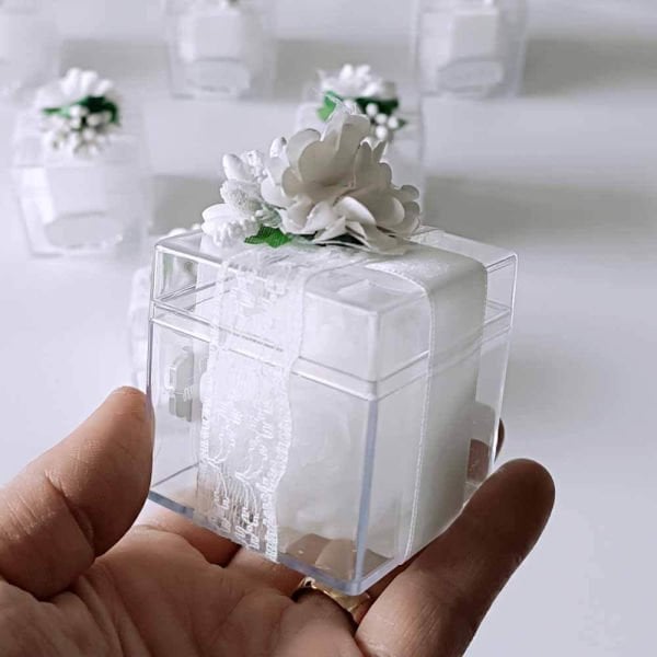 Nikah Şekeri Hediyeliği Mika Kutu İçinde Top Gül Mum Nks-211