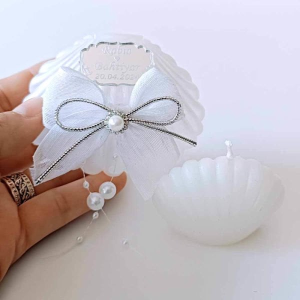Nikah Şekeri Hediyeliği İstiridye Kutu İçinde İstiridye Mum Nks-213