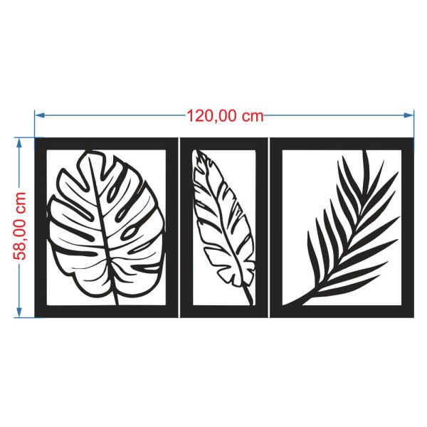 MDF Tablo Dekoratif 3lü Yaprak 1 MDF-9 120x58 cm - 3mm