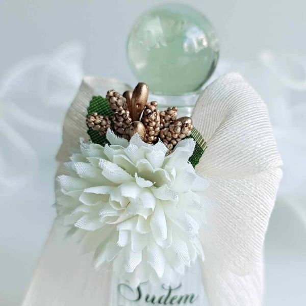 Nikah Şekeri Hediyeliği Kristal Top Kapaklı Silindir Cam Kolonya Şişesi Nks-221