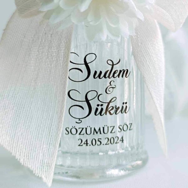 Nikah Şekeri Hediyeliği Kristal Top Kapaklı Silindir Cam Kolonya Şişesi Nks-221