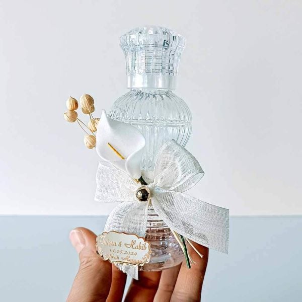 Nikah Şekeri Hediyeliği İnce Belli Gala Çiçekli 100cc Plastik Kolonya Şişesi Nks-231