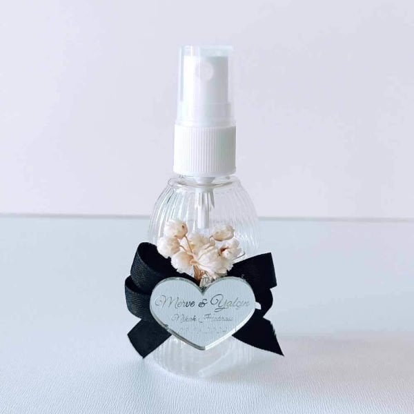 Nikah Şekeri Hediyeliği 50cc Silindir Plastik Fısfıslı Kapaklı Kolonya Şişesi Nks-234