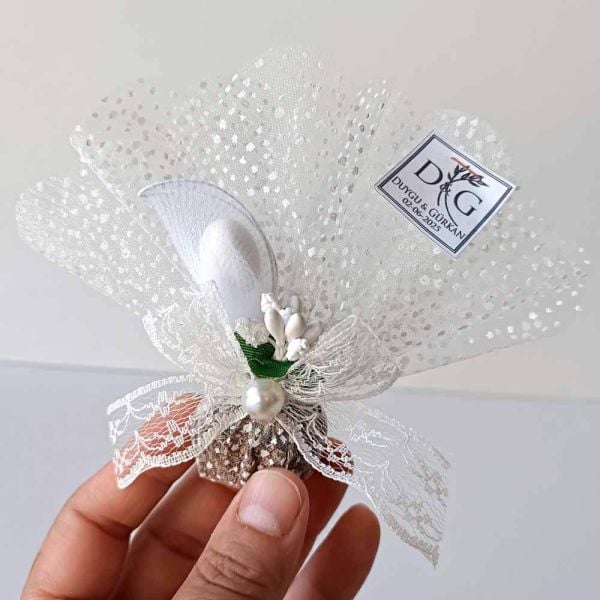 Nikah Şekeri Hediyeliği Tül Lavanta Kesesi Magnet Nks-244
