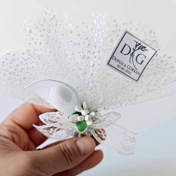 Nikah Şekeri Hediyeliği Tül Lavanta Kesesi Magnet Nks-244