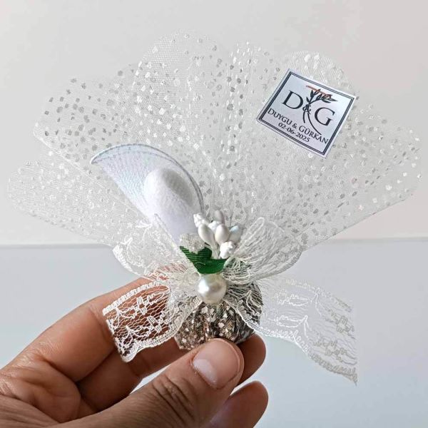 Nikah Şekeri Hediyeliği Tül Lavanta Kesesi Magnet Nks-244