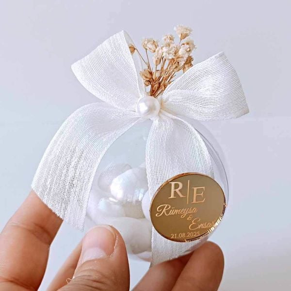 Nikah Şekeri Hediyeliği Şekerli Küre Mika Kutu Nks-246