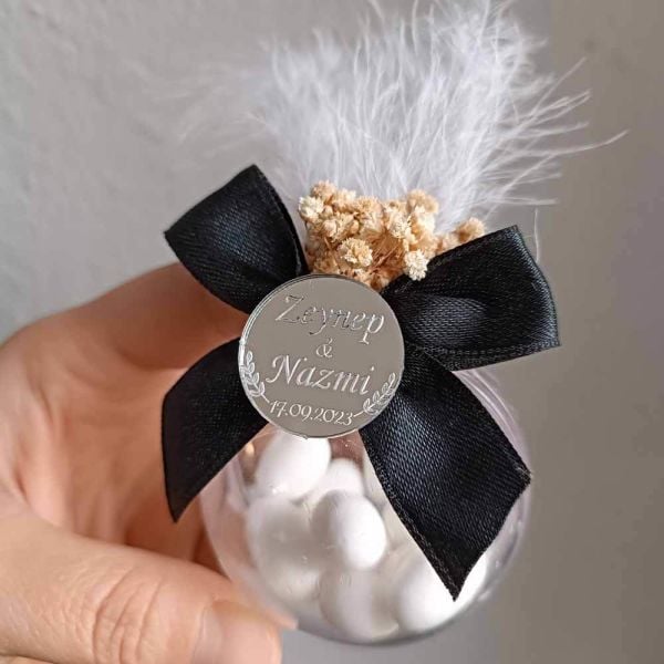 Nikah Şekeri Hediyeliği Şekerli Küre Mika Kutu Nks-247