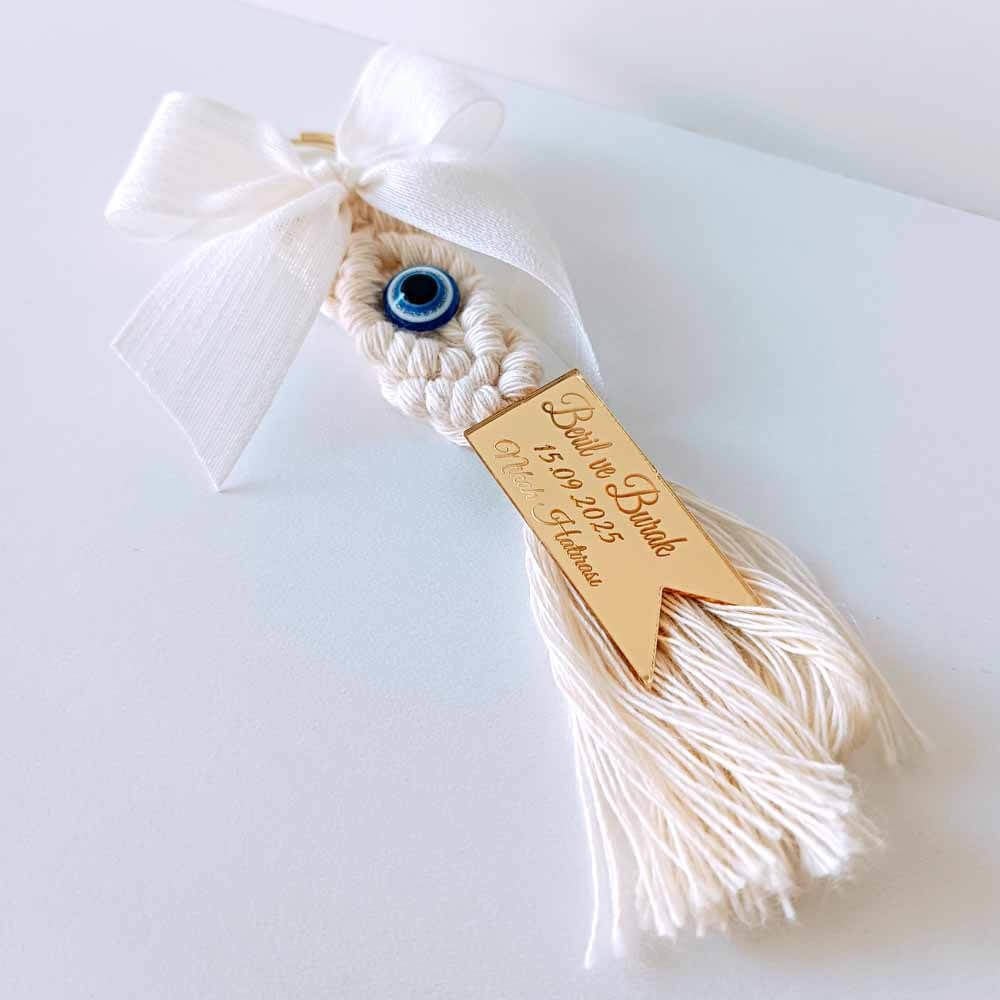 Nikah Şekeri Hediyeliği Nazar Boncuklu Makrome Anahtarlık Nks-256