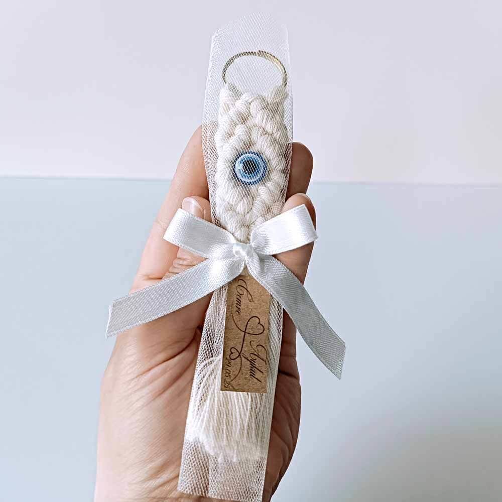 Nikah Şekeri Hediyeliği Tül İçinde Makrome Anahtarlık Nks-257