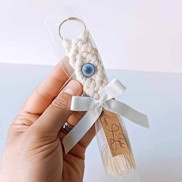 Nikah Şekeri Hediyeliği Tül İçinde Makrome Anahtarlık Nks-257