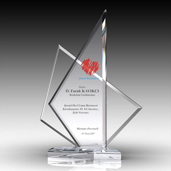 Kristal Plaket Ekt-145 | Cam Plaket Modeli - Mekece