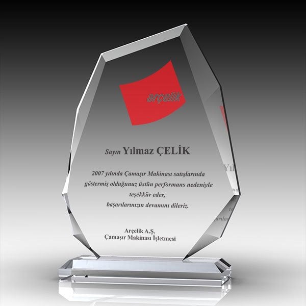 Kristal Plaket Ekt-162 | Cam Plaket Modeli - Mekece