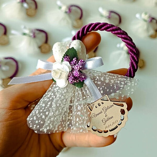 Nikah Şekeri Hediyeliği Renkli Halatlı Gelin Çiçeği Magnet Nks-109
