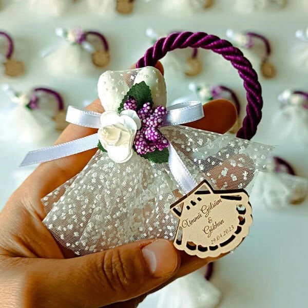 Nikah Şekeri Hediyeliği Renkli Halatlı Gelin Çiçeği Magnet Nks-109