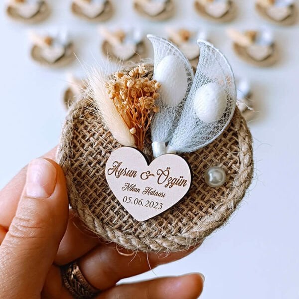 Nikah Şekeri Hediyeliği Badem Şekerli Hasır Magnet Nks-123