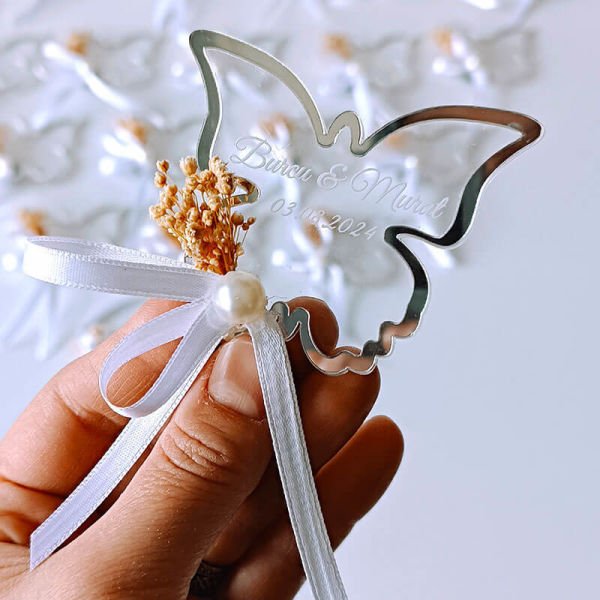 Kelebek Pleksi Magnet Nişan/Nikah Hediyeliği | Nks-126S