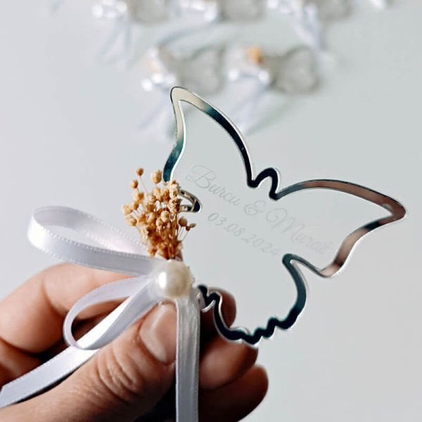 Kelebek Pleksi Magnet Nişan/Nikah Hediyeliği | Nks-126S