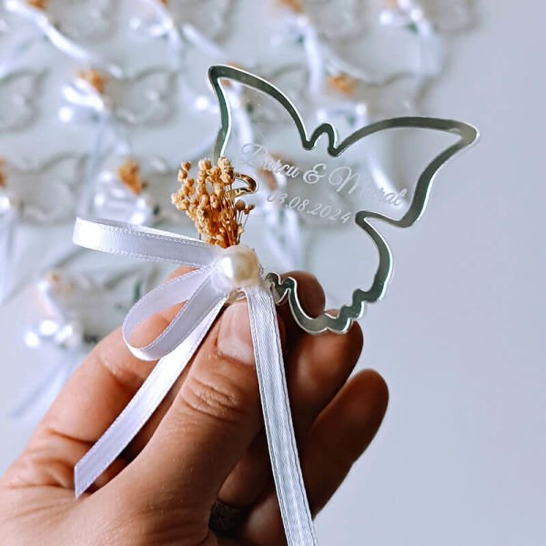 Kelebek Pleksi Magnet Nişan/Nikah Hediyeliği | Nks-126S