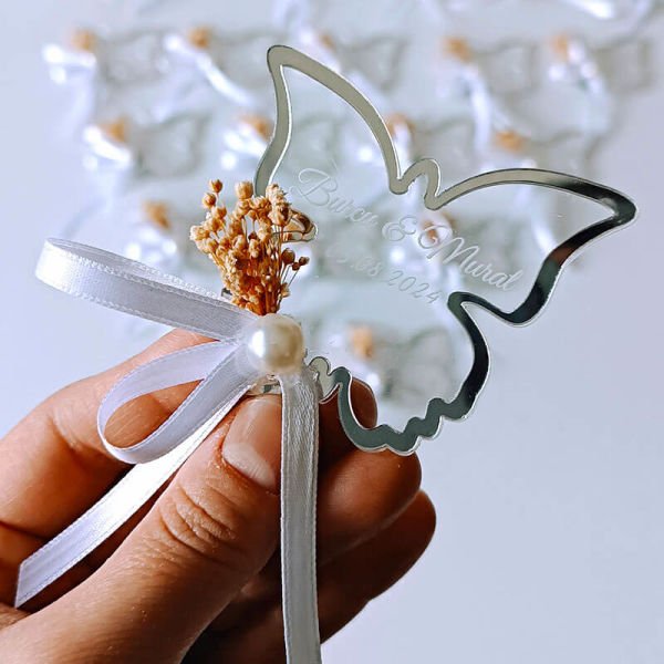 Kelebek Pleksi Magnet Nişan/Nikah Hediyeliği | Nks-126S