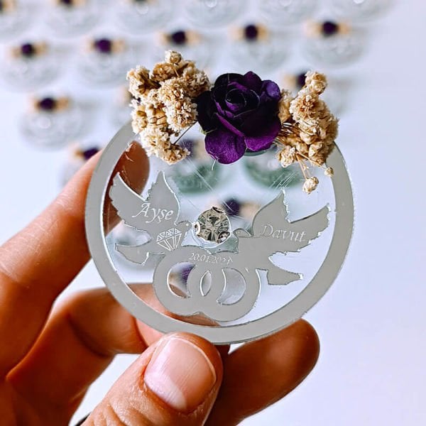 Kuşlu Pleksi Magnet Nişan/Nikah Hediyeliği | Nks-127