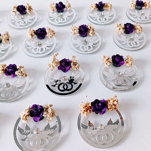 Kuşlu Pleksi Magnet Nişan/Nikah Hediyeliği | Nks-127