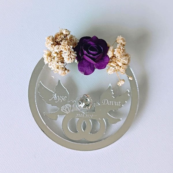 Kuşlu Pleksi Magnet Nişan/Nikah Hediyeliği | Nks-127
