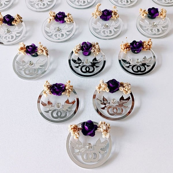 Kuşlu Pleksi Magnet Nişan/Nikah Hediyeliği | Nks-127