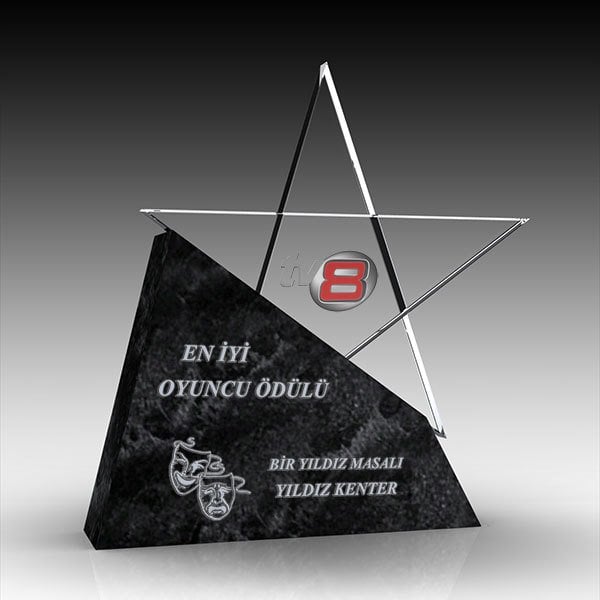Kristal Plaket Ekt-207 | Yıldız Şekline Cam Plaket Modeli - Mekece