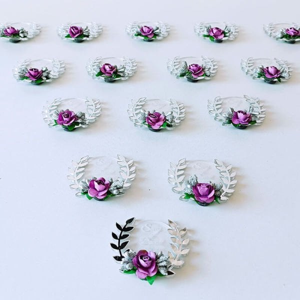 Pleksi Çelenk Magnet Nişan/Nikah Hediyeliği | Nks-132