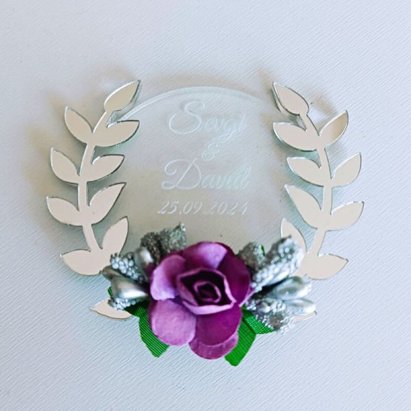 Pleksi Çelenk Magnet Nişan/Nikah Hediyeliği | Nks-132